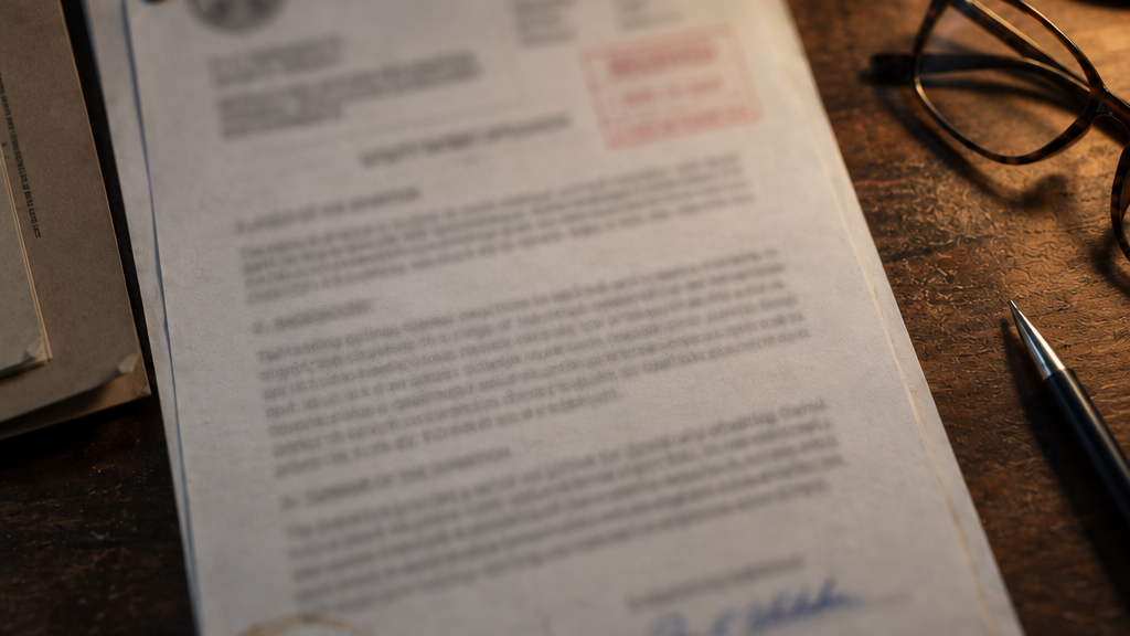 The federal application lying on a desk